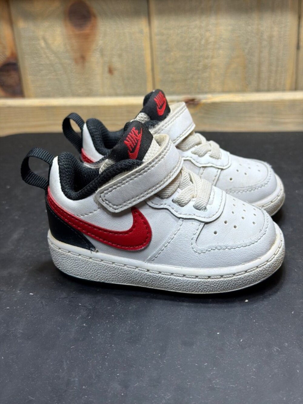 Nike Court Borough Low 2 Toddler Boys Sneaker Size 3C White Red Black BQ5453-110